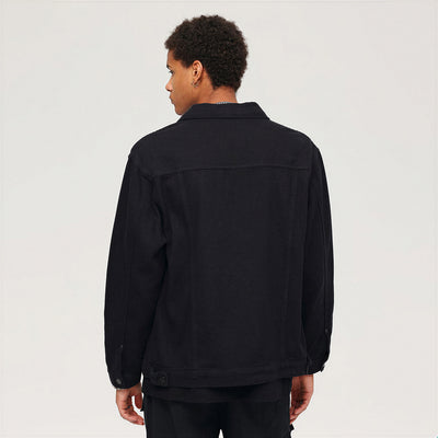 Men's Spring Solid Color Classic Lapel Denim Trucker Jacket