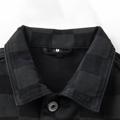 Unisex Spring Checkerboard Oversized Denim Trucker Jacket