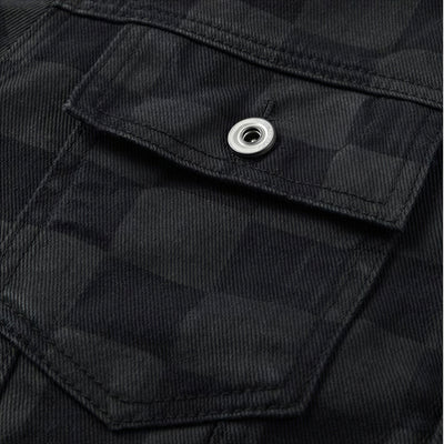 Unisex Spring Checkerboard Oversized Denim Trucker Jacket