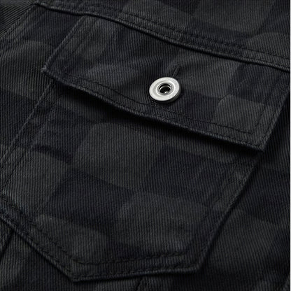 Unisex Spring Checkerboard Oversized Denim Trucker Jacket