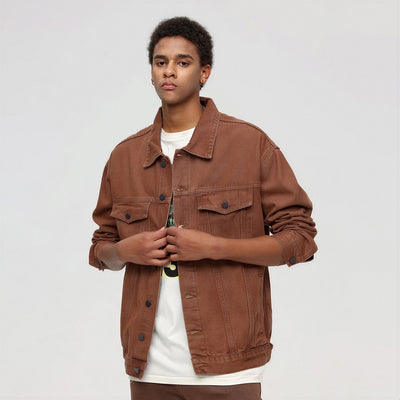 Unisex Spring Vintage Washed Denim Trucker Jacket