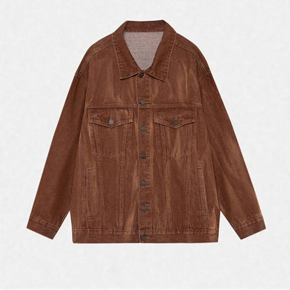 Unisex Spring Vintage Washed Denim Trucker Jacket