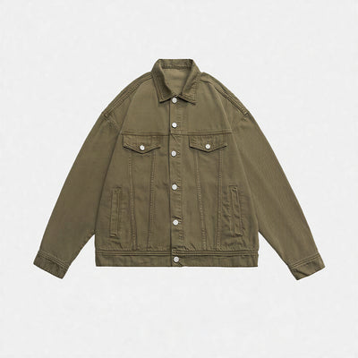 Unisex Spring Pigment Dyed Oversized Denim Trucker Jacket