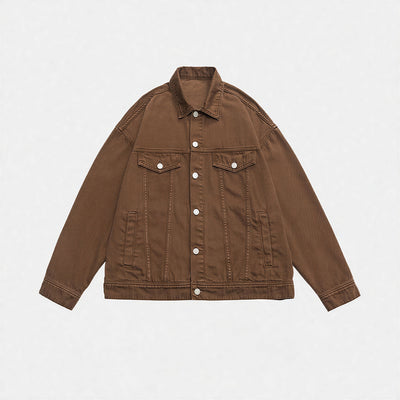 Unisex Spring Pigment Dyed Oversized Denim Trucker Jacket