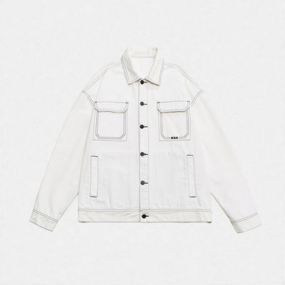 Unisex Spring Contrast Stitch Oversized Workwear Jacket