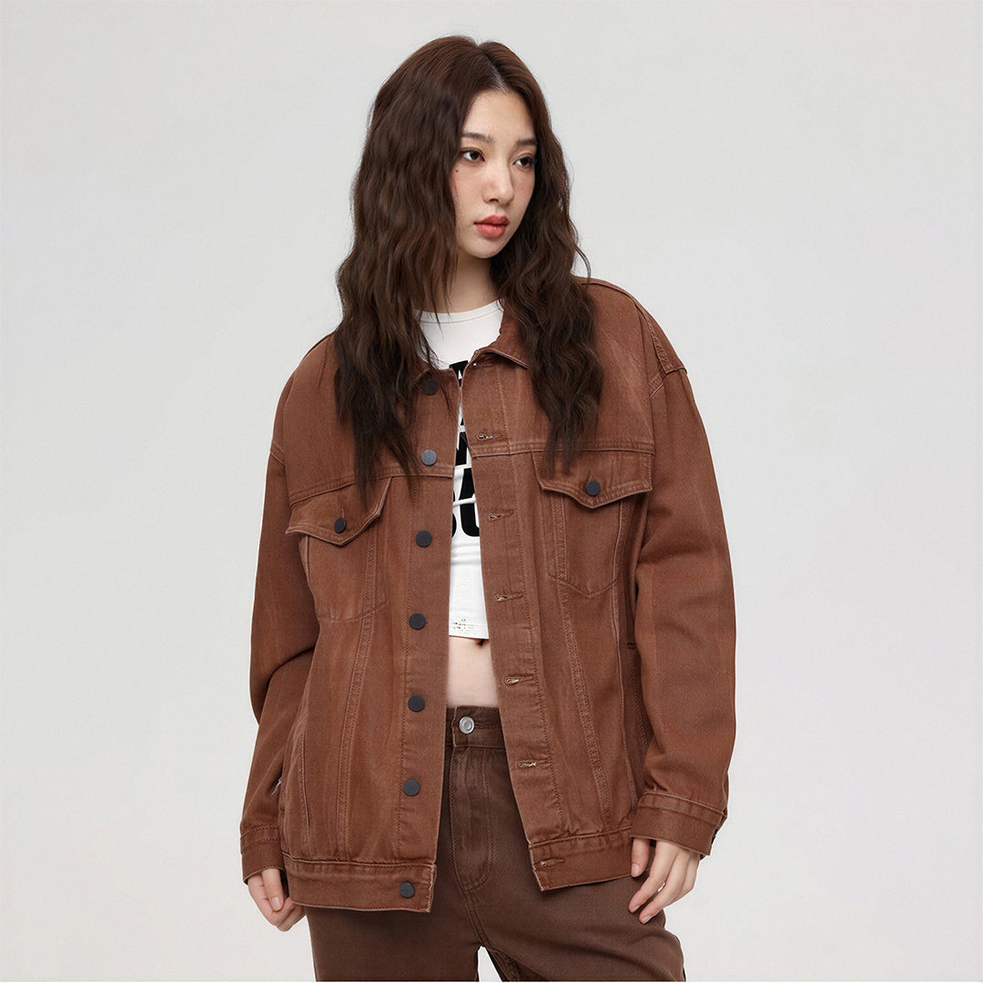Unisex Spring Vintage Washed Denim Trucker Jacket
