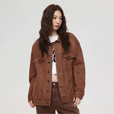 Unisex Spring Vintage Washed Denim Trucker Jacket