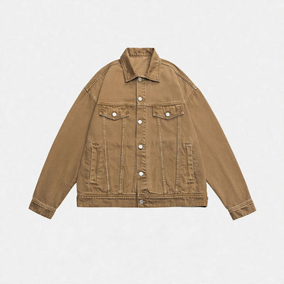 Unisex Spring Pigment Dyed Oversized Denim Trucker Jacket