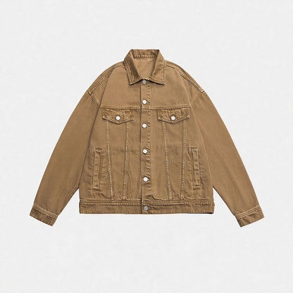Unisex Spring Pigment Dyed Oversized Denim Trucker Jacket
