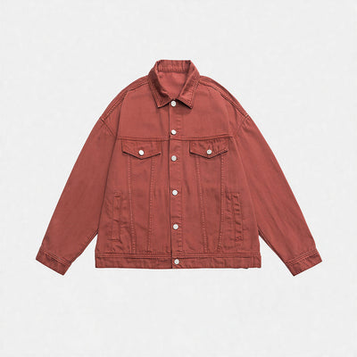 Unisex Spring Pigment Dyed Oversized Denim Trucker Jacket