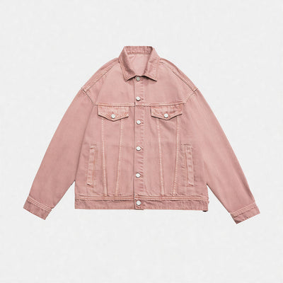 Unisex Spring Pigment Dyed Oversized Denim Trucker Jacket