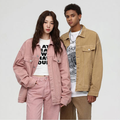 Unisex Spring Pigment Dyed Oversized Denim Trucker Jacket