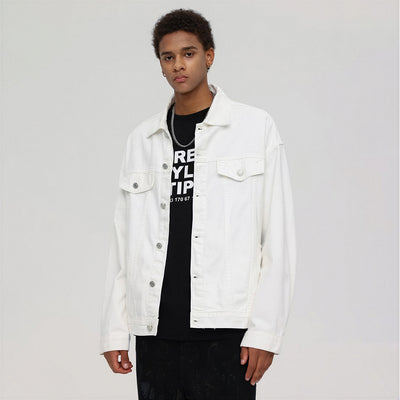 Unisex Spring Pigment Dyed Oversized Denim Trucker Jacket