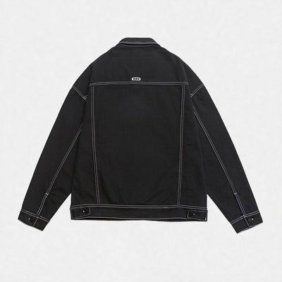 Unisex Spring Contrast Stitch Oversized Workwear Jacket