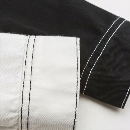 Unisex Spring Contrast Stitch Oversized Workwear Jacket
