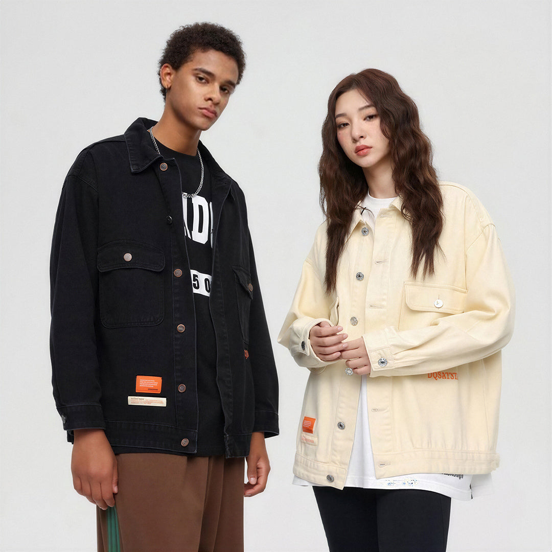 Unisex Spring Oversized Black Denim Jacket