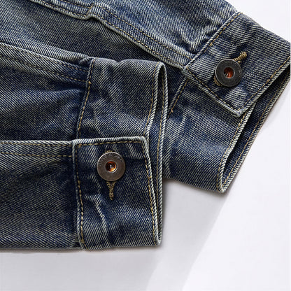 Unisex Spring Vintage Washed Oversized Denim Trucker Jacket