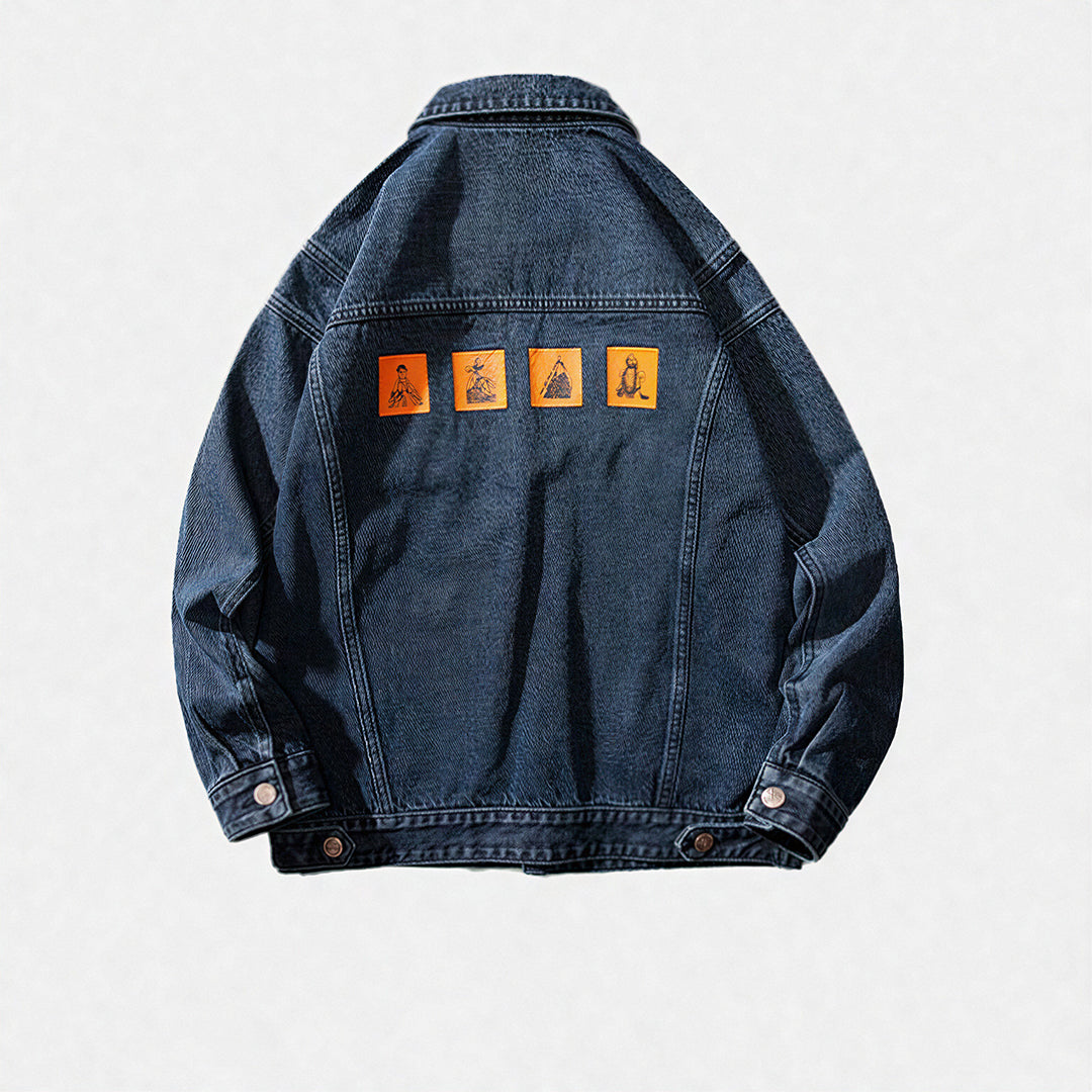 Unisex Spring Oversized Black Denim Jacket