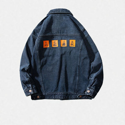 Unisex Spring Oversized Black Denim Jacket