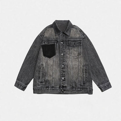 Unisex Spring Washed Patchwork Oversized Denim Trucker Jacket