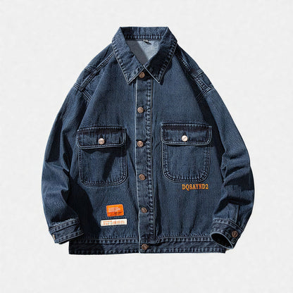 Unisex Spring Oversized Black Denim Jacket