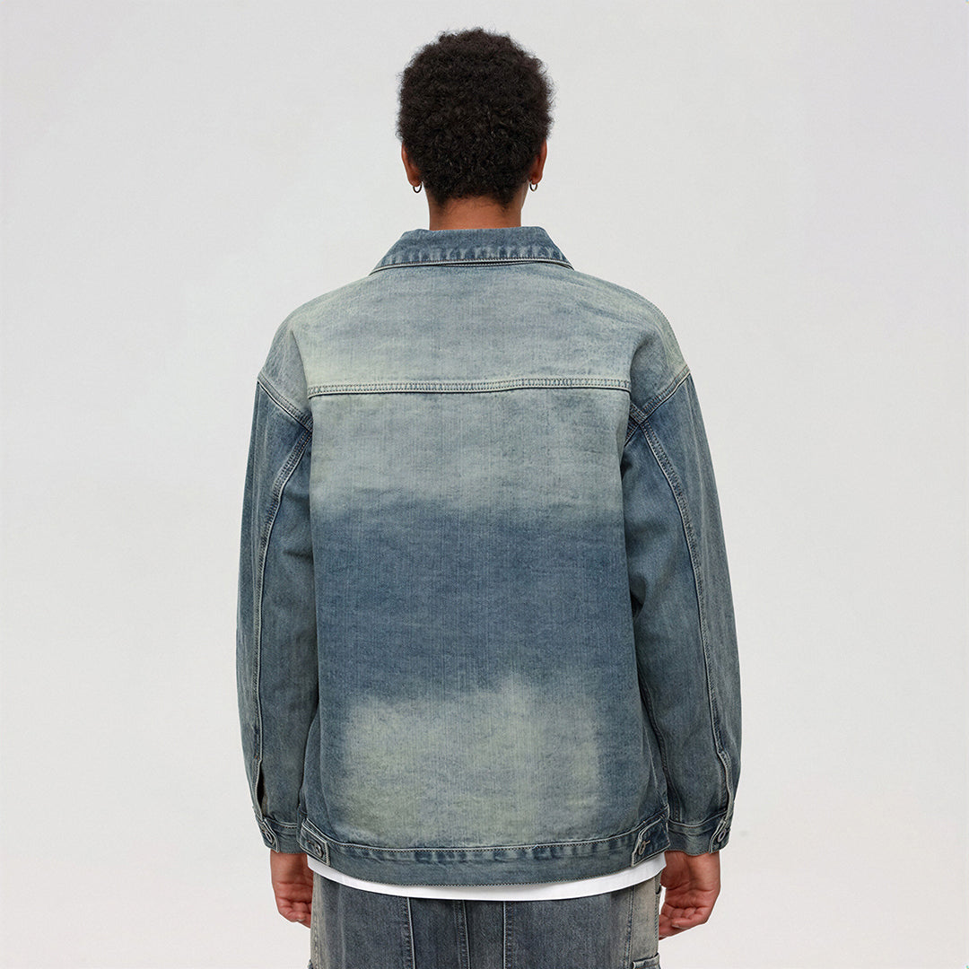 Unisex Spring Vintage Washed Oversized Denim Trucker Jacket