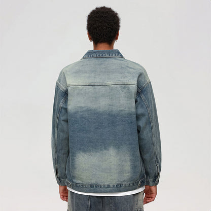 Unisex Spring Vintage Washed Oversized Denim Trucker Jacket
