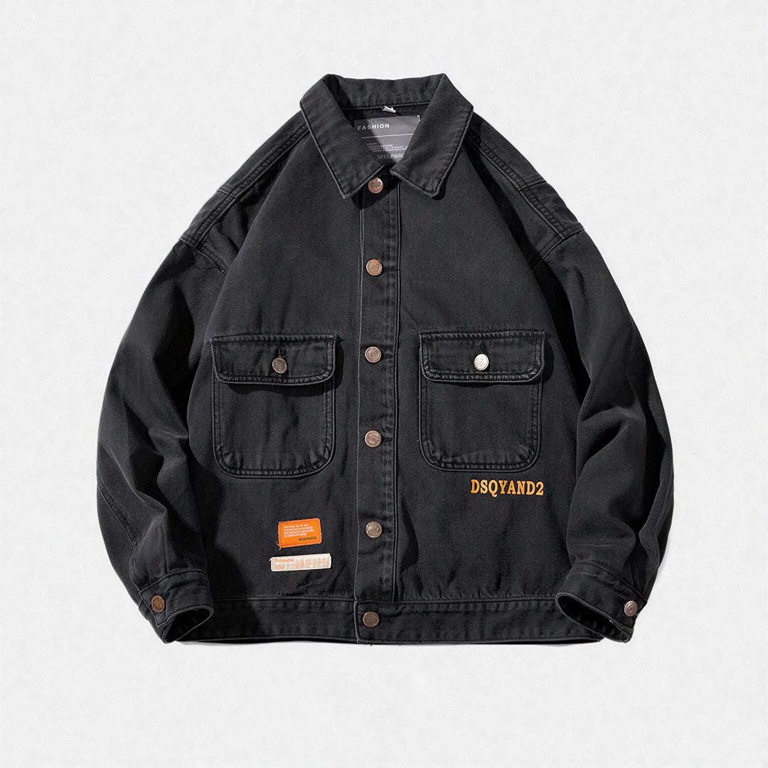 Unisex Spring Oversized Black Denim Jacket