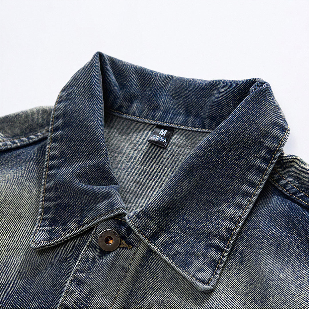 Unisex Spring Vintage Washed Oversized Denim Trucker Jacket