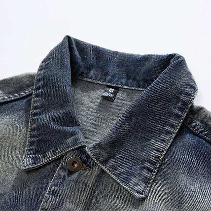 Unisex Spring Vintage Washed Oversized Denim Trucker Jacket