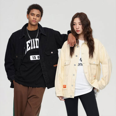 Unisex Spring Oversized Black Denim Jacket