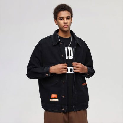 Unisex Spring Oversized Black Denim Jacket