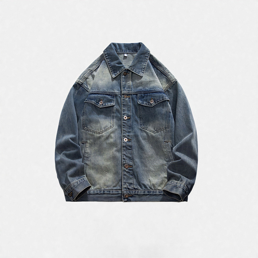 Unisex Spring Vintage Washed Oversized Denim Trucker Jacket