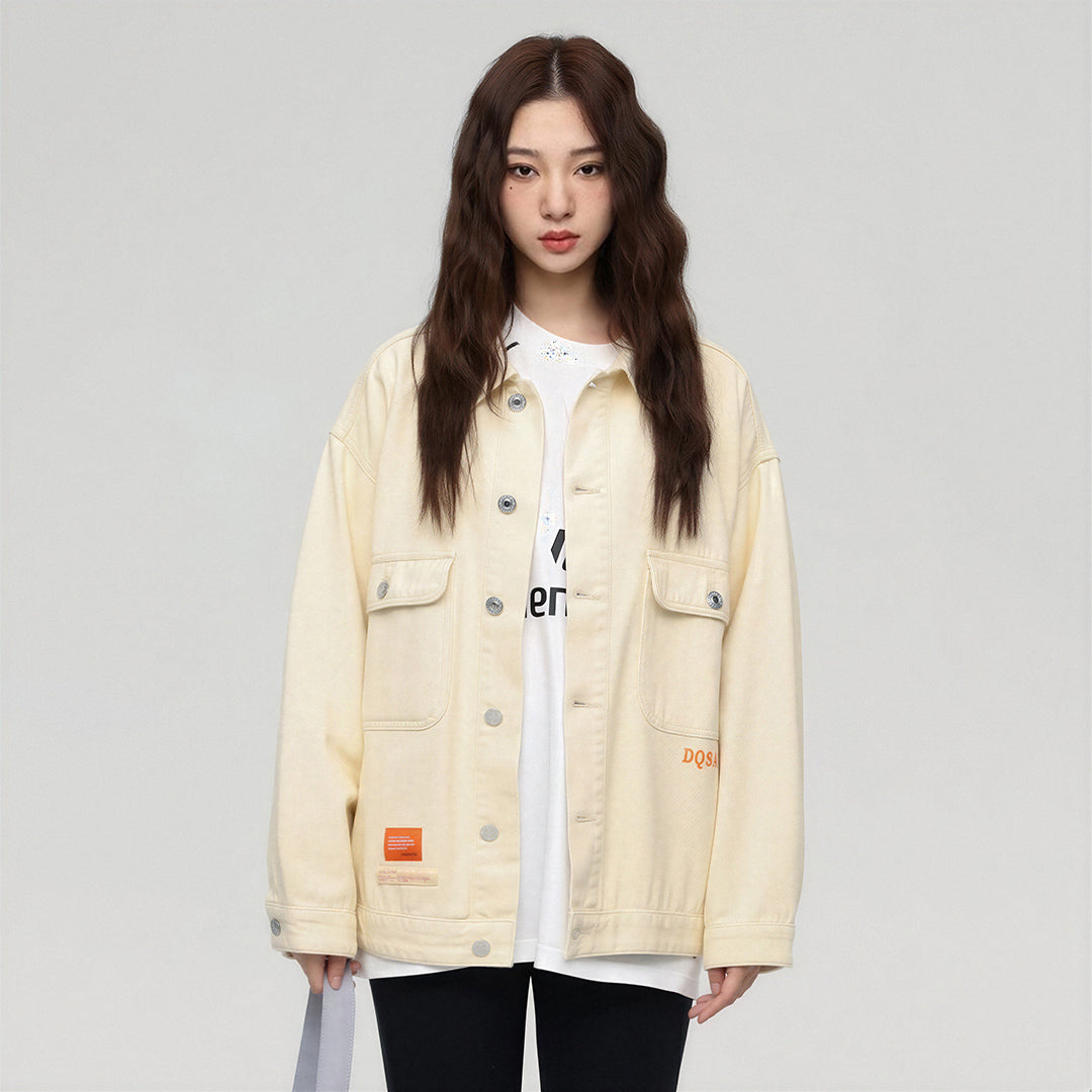 Unisex Spring Oversized Black Denim Jacket