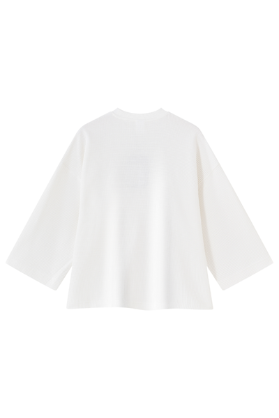 Unisex Spring Waffle Knit Drop Shoulder 3/4 Sleeve Top