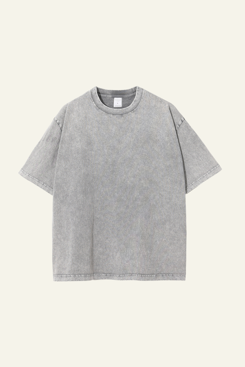 Men's Cotton Streetwear Wax-Dyed Washed Distressed T-shirt