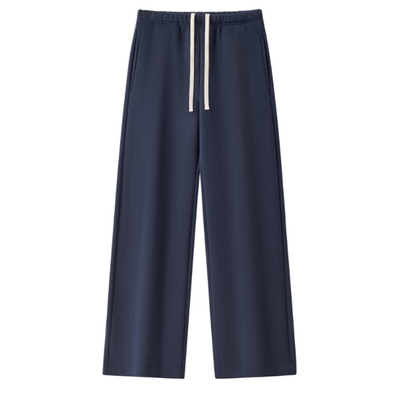 Unisex Spring Cotton Wide-Leg Drawstring Pocket Sweatpants