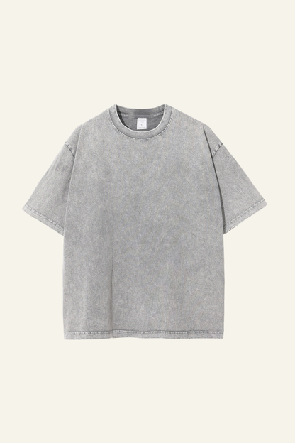 Women's Cotton Streetwear Wax-Dyed Washed Distressed T-shirt
