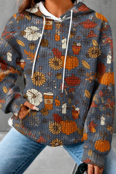 Unisex Fall Clothing Halloween Waffle Knit Graphic Hoodie