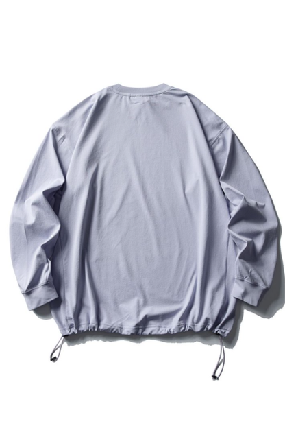 Men's Spring Drawstring-Hem Relaxed Long-Sleeve T-Shirt