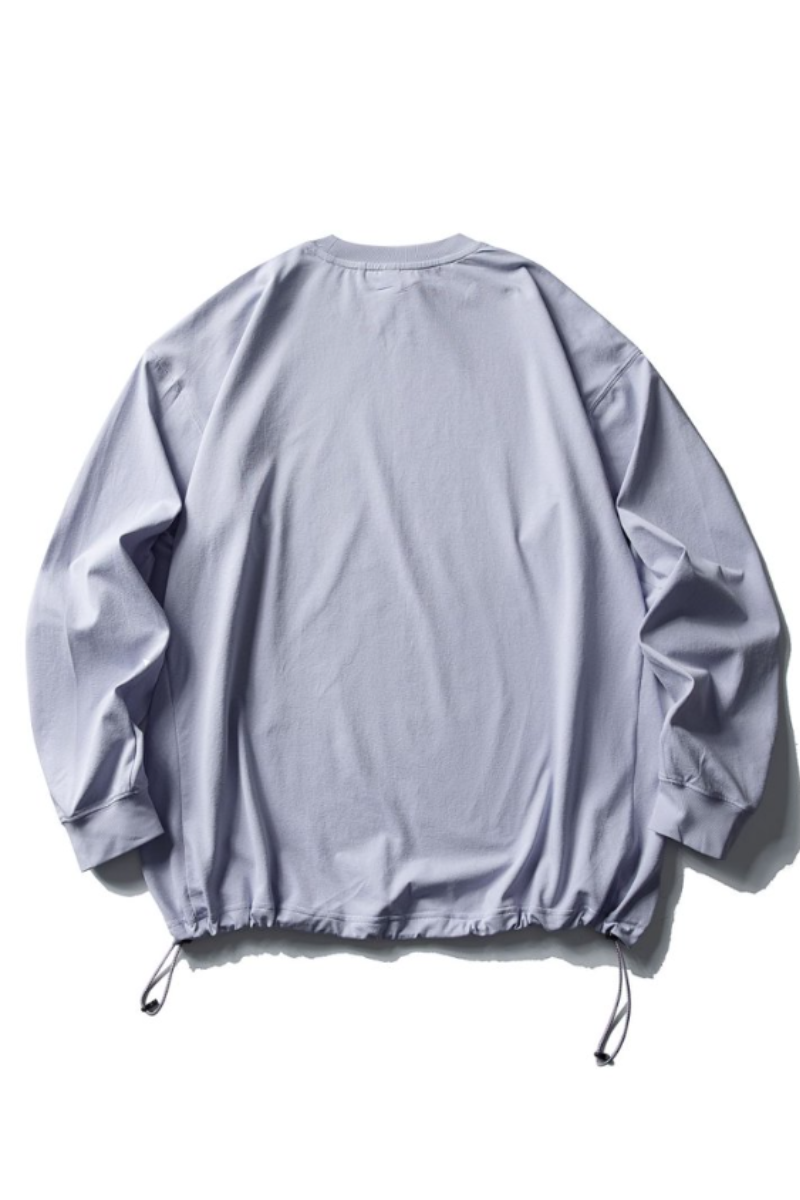 Unisex Spring Drawstring-Hem Relaxed Long-Sleeve T-Shirt