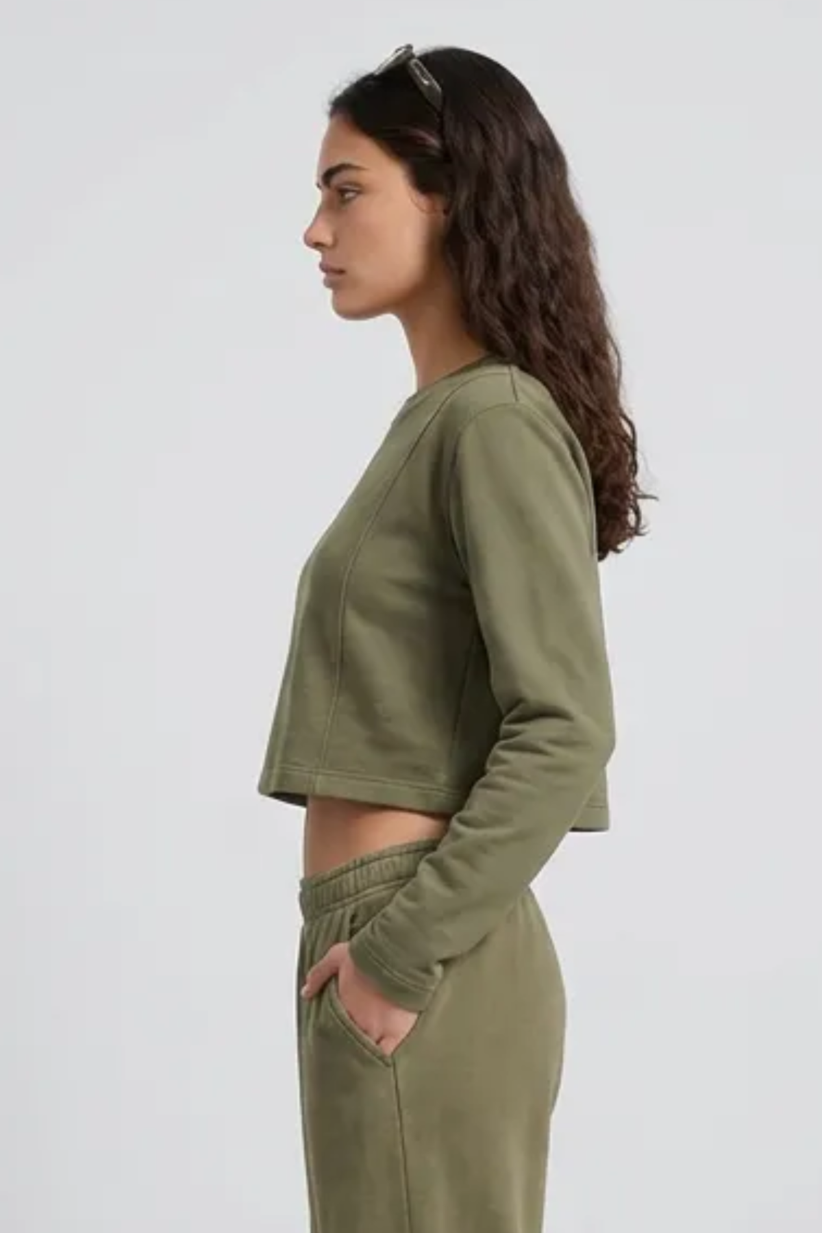 Women's Washed Raw Cut Patchwork Boxy Crewneck Sweatshirt
