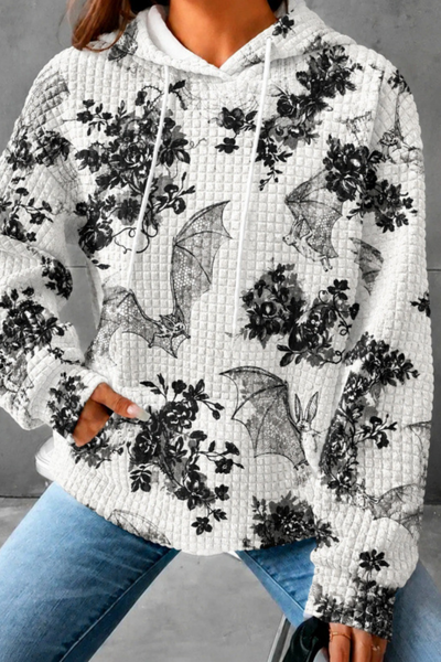 Unisex Fall Clothing Halloween Waffle Knit Graphic Hoodie