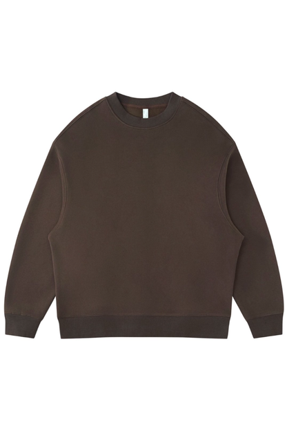 Unisex Fall Winter Fleece-Lined Loose Crewneck Sweatshirt