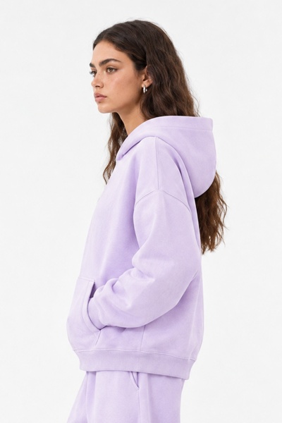 Women Fall Clothing Loose Boxy Fleece Pocket Ribbed Hoodie