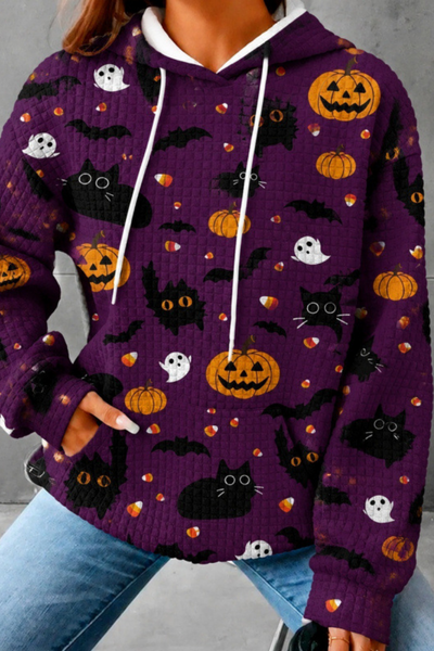 Unisex Fall Clothing Halloween Waffle Knit Graphic Hoodie