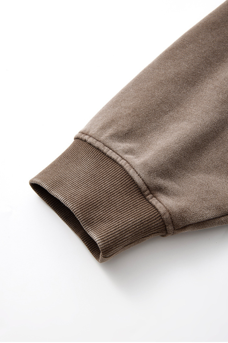Men Fall Clothing Snow Wash Brushed Fleece Zip Hoodie