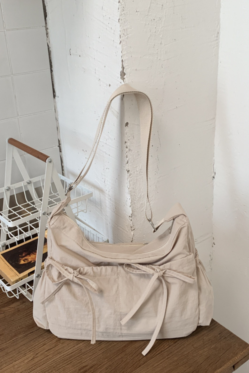 Unisex All Season Solid Bow Large Hobo Crossbody Bag