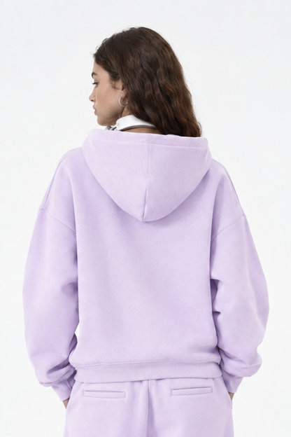 Women Fall Clothing Loose Boxy Fleece Pocket Ribbed Hoodie