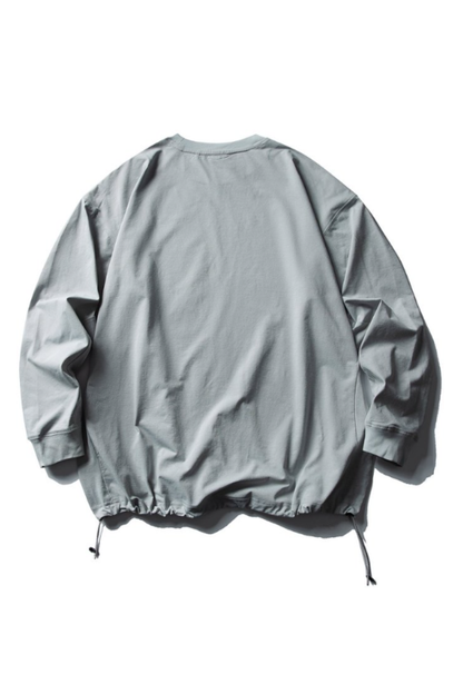 Men's Spring Drawstring-Hem Relaxed Long-Sleeve T-Shirt